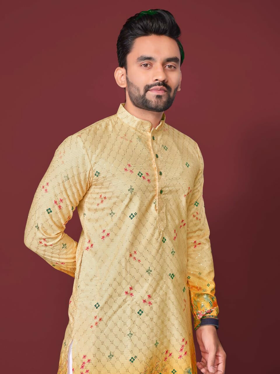 Anaita Yellow Multi Color Kurta | Grocsy