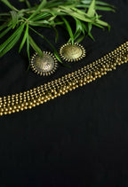 Mominos Fashion Johar Kamal Oxidised Gold-Polished Brass Finish Ghungroo Design Choker Set | Grocsy