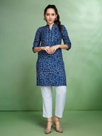 Sangria Floral Printed Cotton Straight Kurta | Grocsy