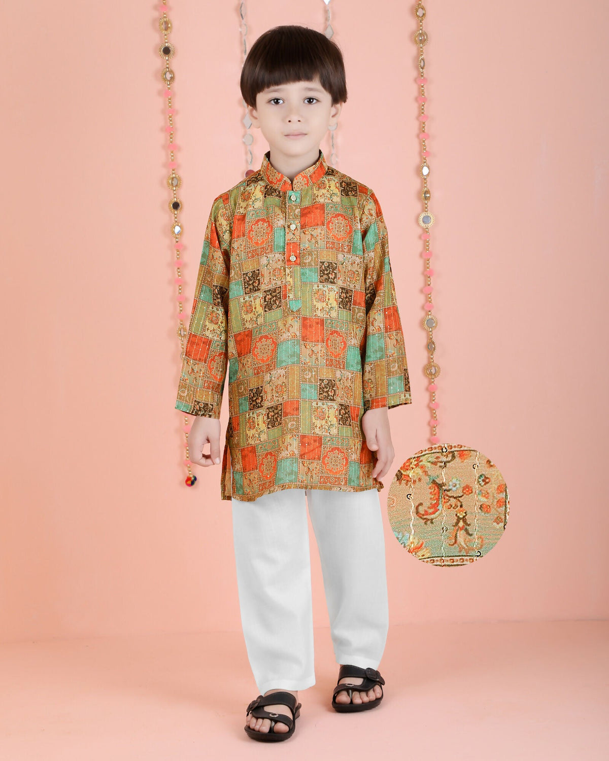 Joban Fashion Kids Island Cotton Full Sleeves Printed Kurta and Pyjama- Multi | Grocsy