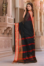 Joban Fashion Women Black Red Trendy Cotton Saree | Grocsy