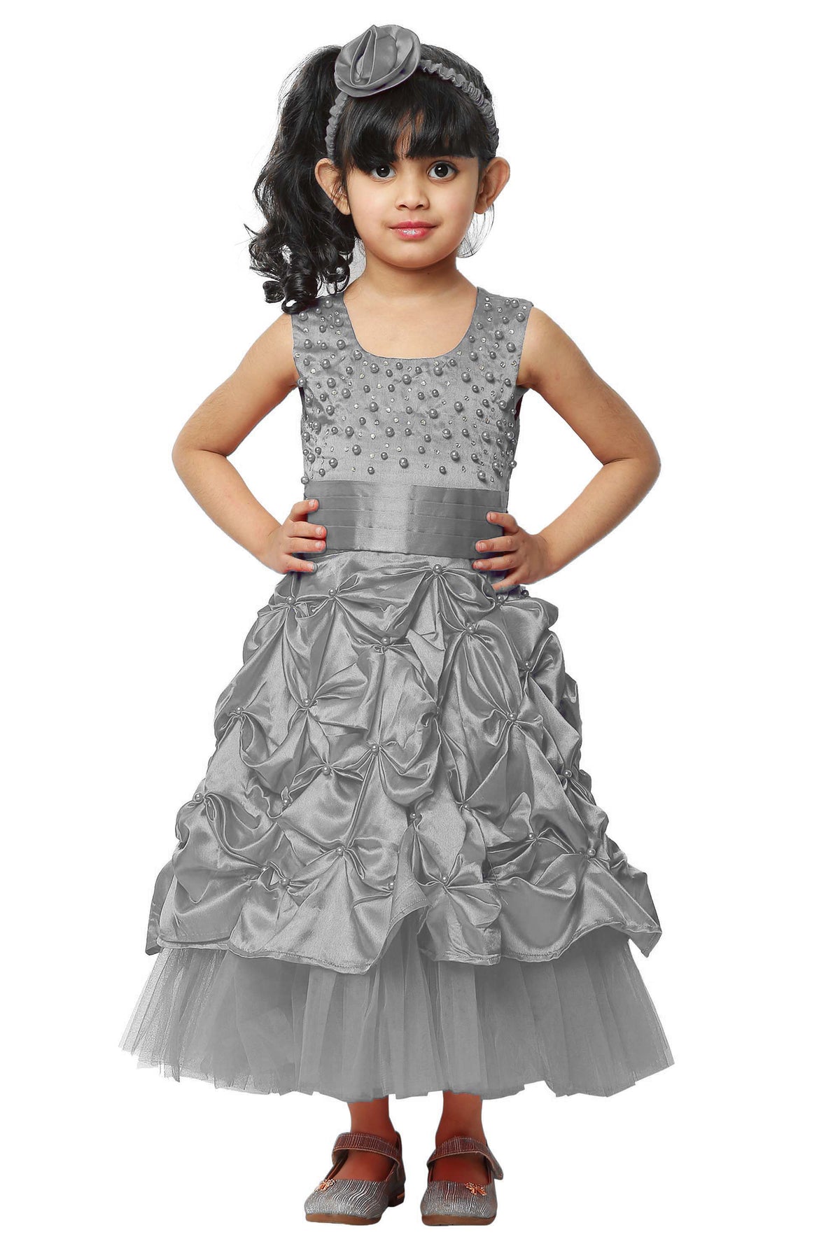 Asmaani Kids Party Wear Stylish Dresses, Perfect for Parties, Functions & Vacations - Grey | Grocsy