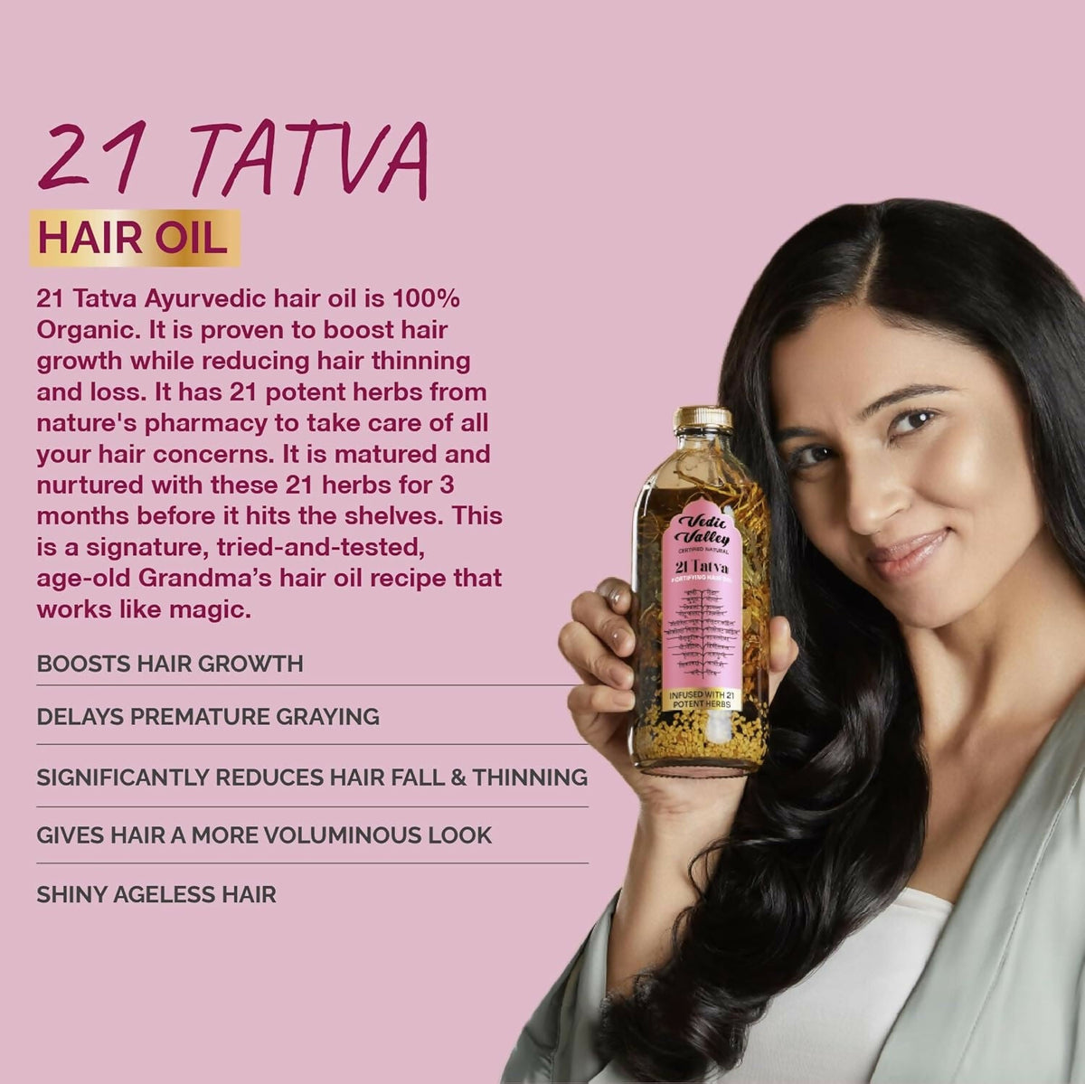 Vedic Valley Ayurvedic 21 Tatva Hair Brew Oil with 21 Herbs | Grocsy