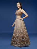 House of Panchhi Rust Net Gotapatti Work Lehenga & Blouse with Dupatta | Grocsy