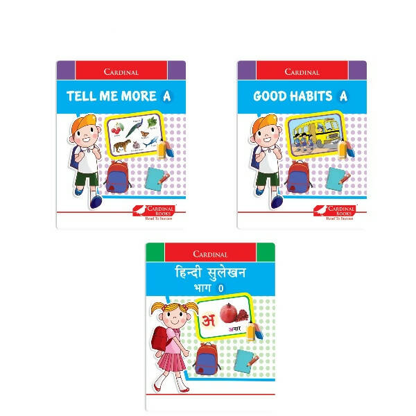 Cardinal General Knowledge Book Set 1 (Set of 3)|Good Habit A| Hindi Sulekhan Bhag 0| Tell Me More A| Combo Book Set| Ages 3-7 Years | Grocsy