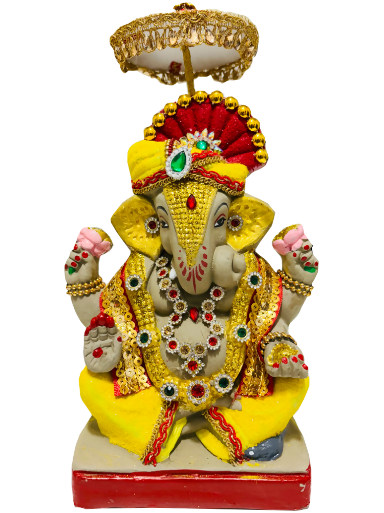 Eco-Friendly Ganesh Idols (Non-Toxic Colors) With Chatri, Akshat & Kumkum | Grocsy