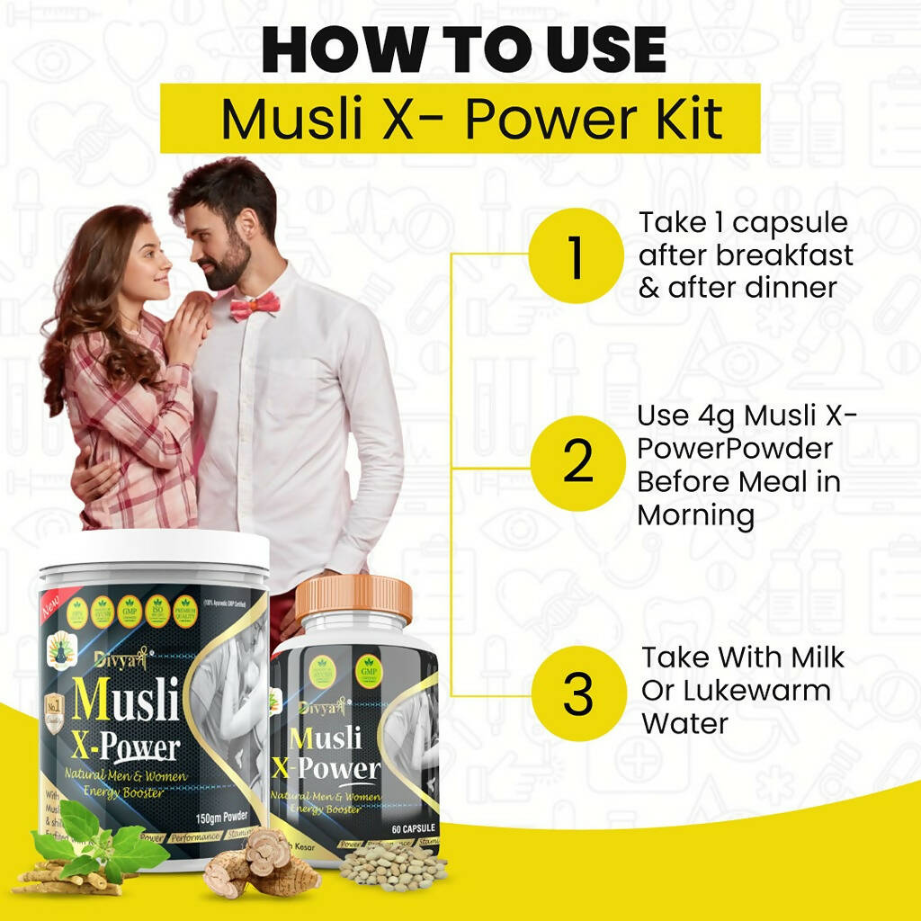 Divya Shree Musli X-Power Capsule, Powder Combo | Grocsy