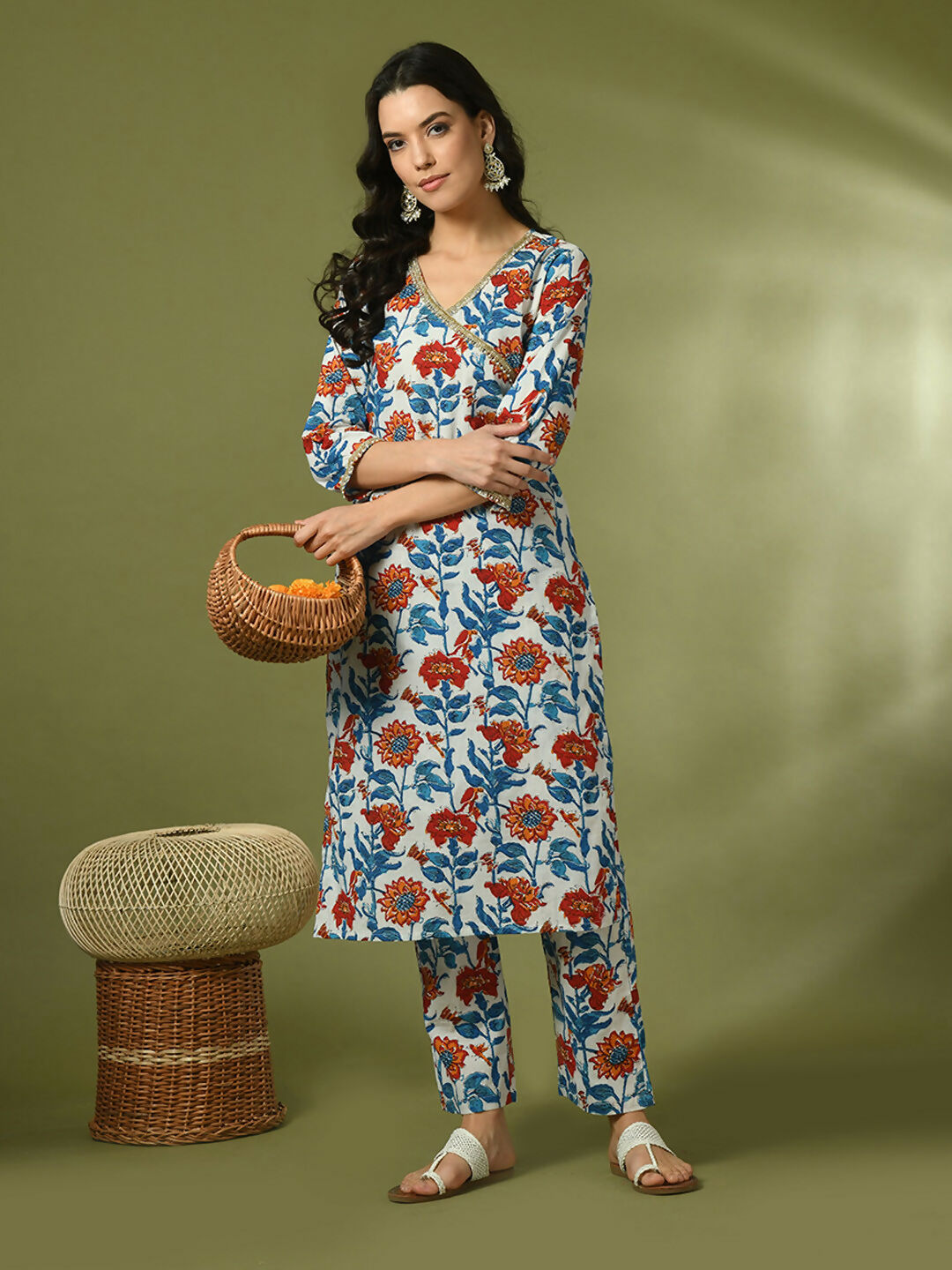 Myshka Women's Multi Printed Cotton Straight Party Kurta Set | Grocsy