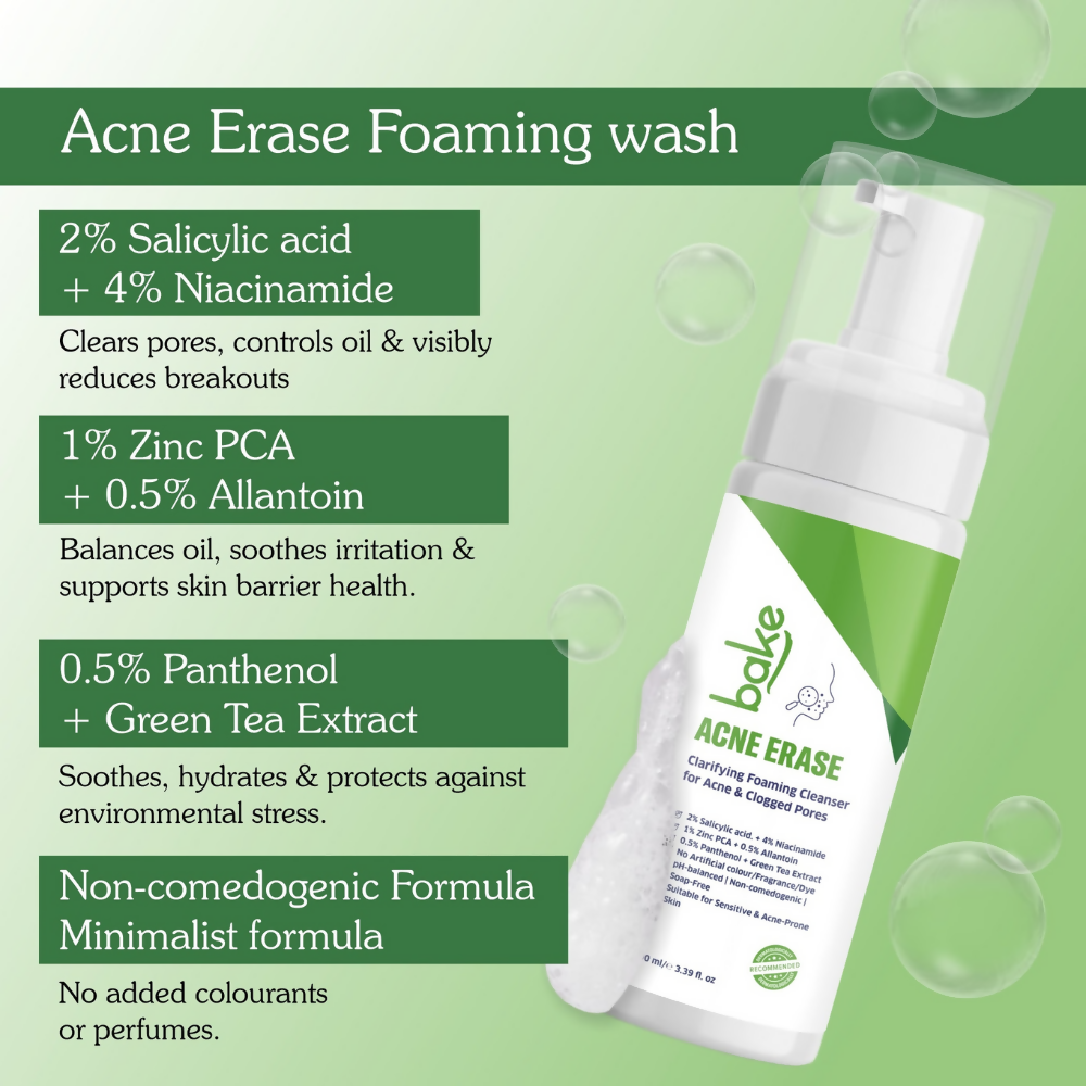 Bake Acne Erase Foaming Face Wash | Grocsy