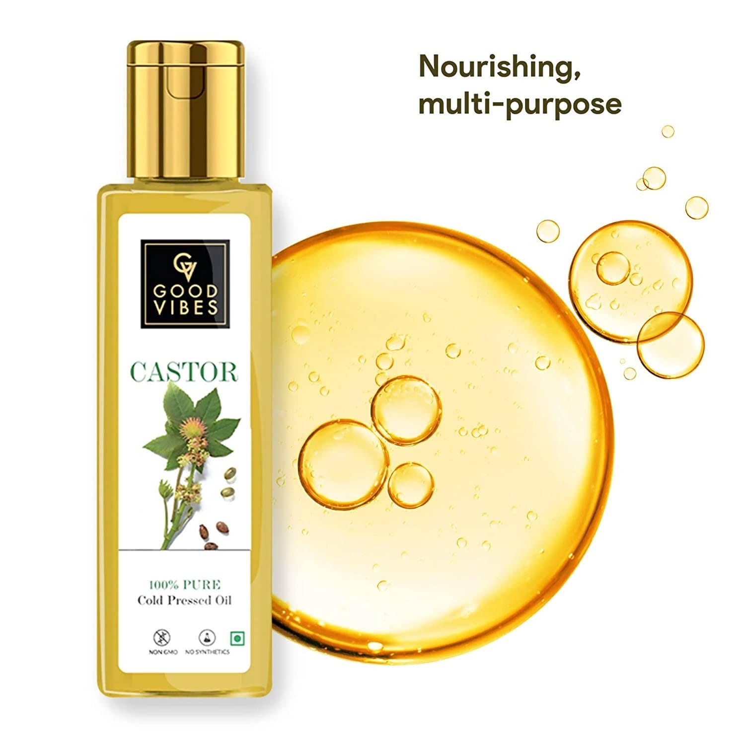 Good Vibes Castor 100% Pure Cold Pressed Oil For Hair & Skin | Grocsy