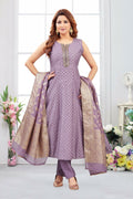 Joban Fashion Jacquard Lylac Color Kurta Set | Grocsy