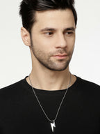 NVR Men's Set of 2 Black & Silver Flash Pendent With Chain | Grocsy