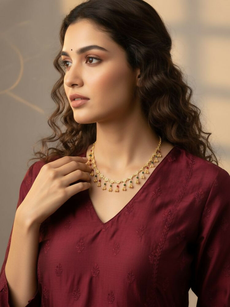 NVR Women Gold Plated Multicolour Minimal chain | Grocsy