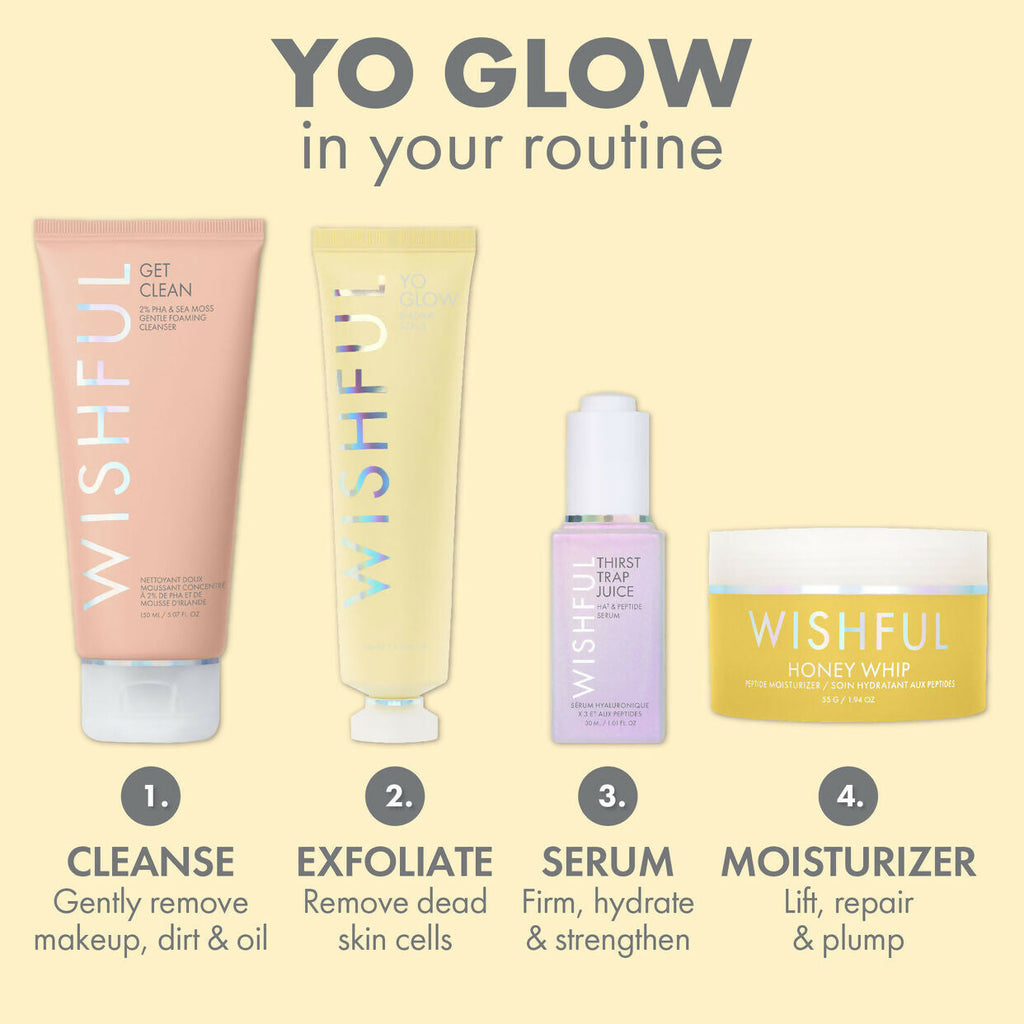Wishful By Huda Beauty Yo Glow Enzyme Scrub - Korean Skincare | Grocsy