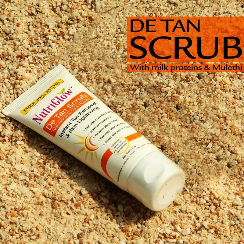 NutriGlow De Tan Scrub With Milk Protein & Mulethi | Grocsy