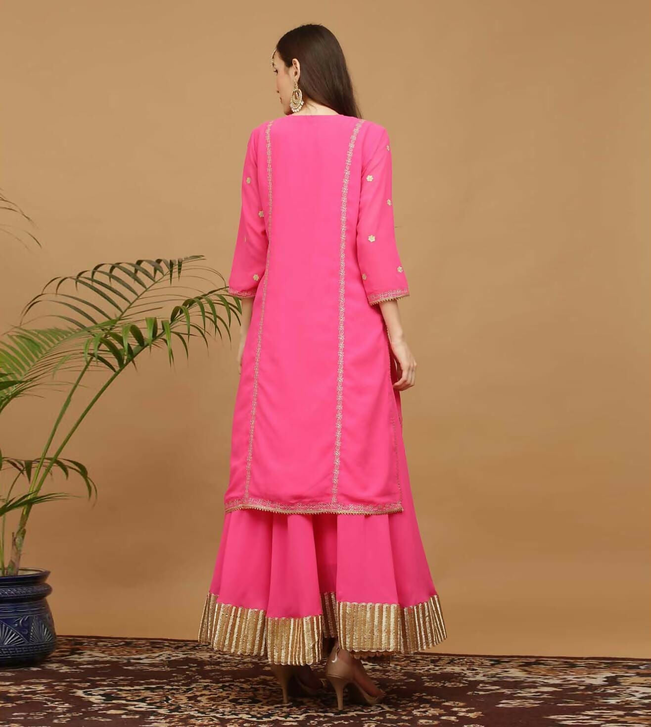 Joban Fashion Pink Georgette Lehenga Set | Grocsy