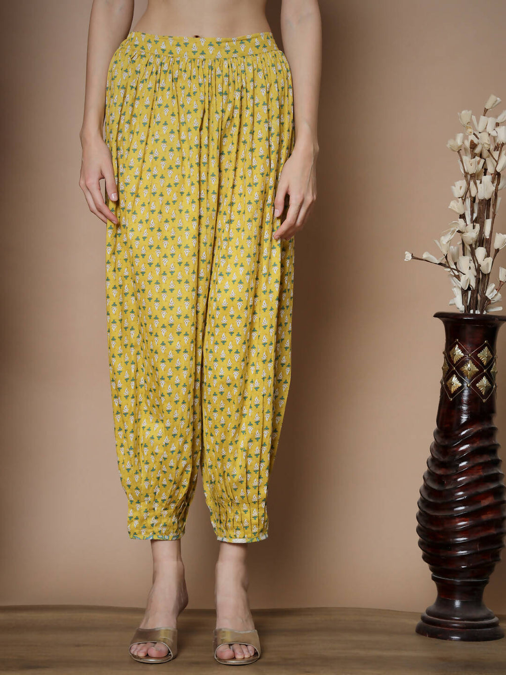 Myshka Women's Yellow A-Line Kurta & Salwar With Dupatta | Grocsy