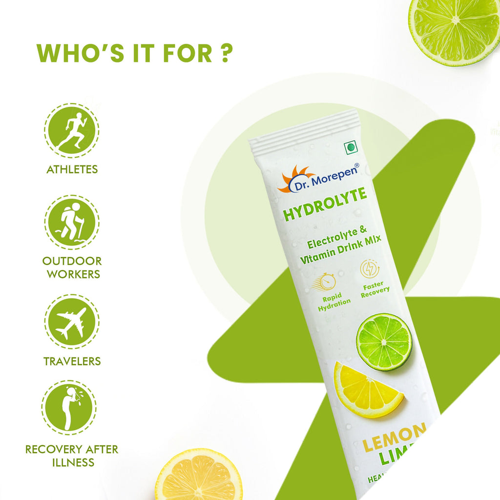 Dr. Morepen Hydrolyte Electrolyte & Vitamin Drink Mix - Lemon Lime | Grocsy