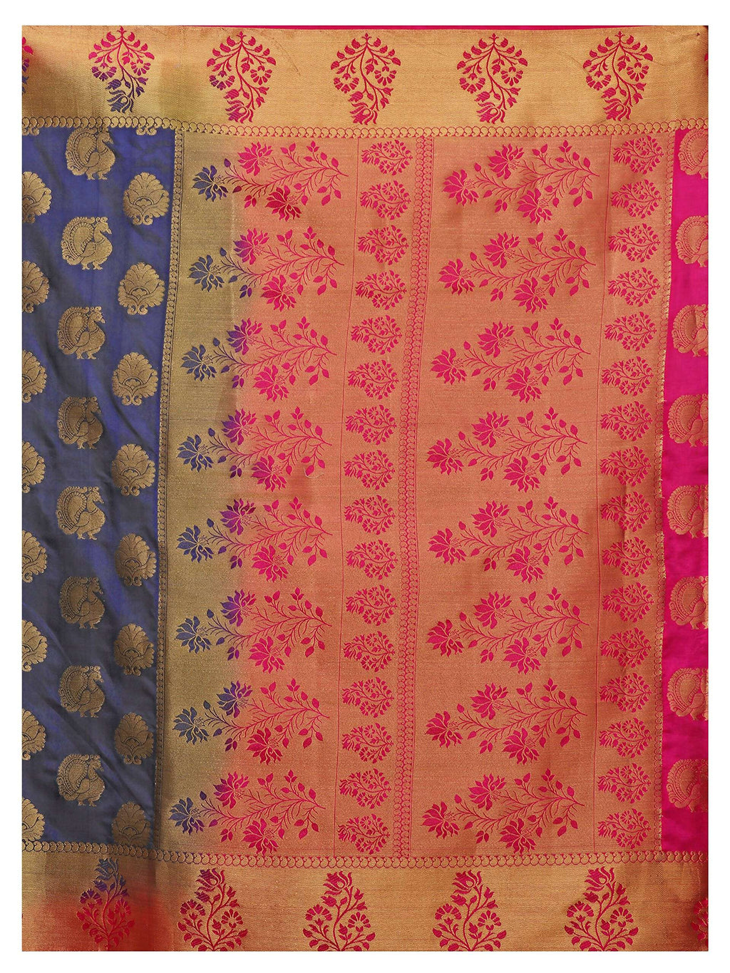 Mimosa Kanchipuram Silk Navy Blue Saree | Grocsy