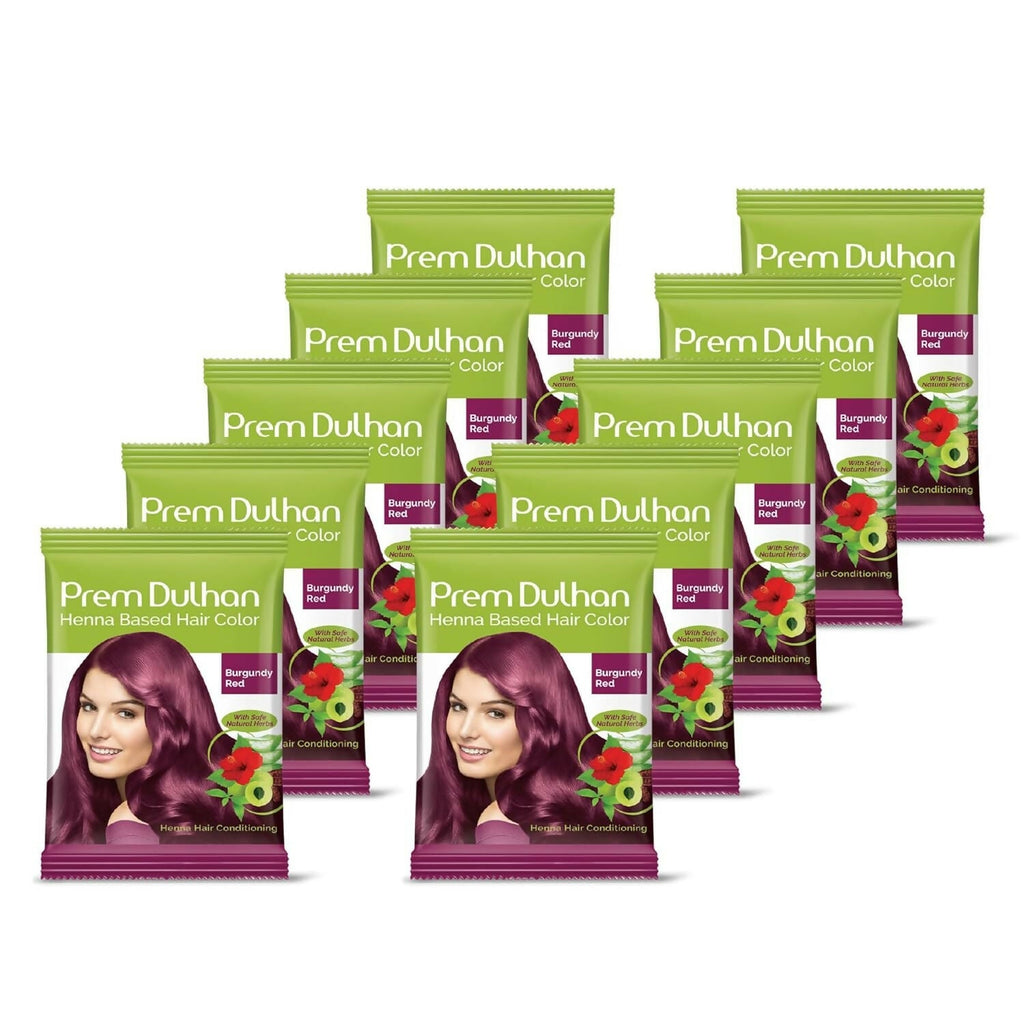Prem Dulhan Burgundy Red Henna Based Hair Color | Grocsy