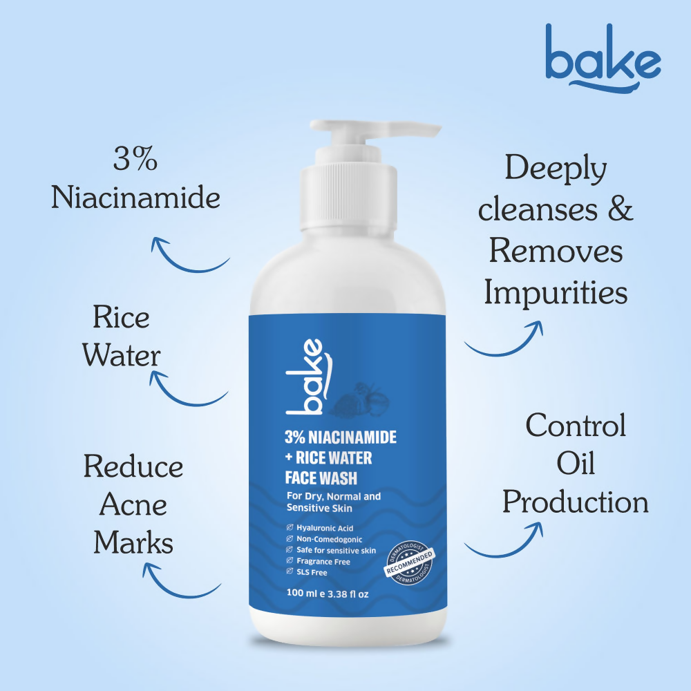 Bake 3% Niacinamide Face Wash with Rice Water | Grocsy
