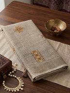 Shree Shyam Fashion Light Beige Linen Saree | Grocsy