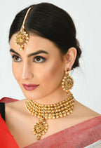 Mominos Fashion Johar Kamal Gold-Polished Brass Finish Kundan/Stone Choker For Women (Golden) | Grocsy