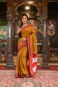 Very Much Indian Handloom Cotton Viscose Ilkal Saree Bright Beige Yellow | Grocsy