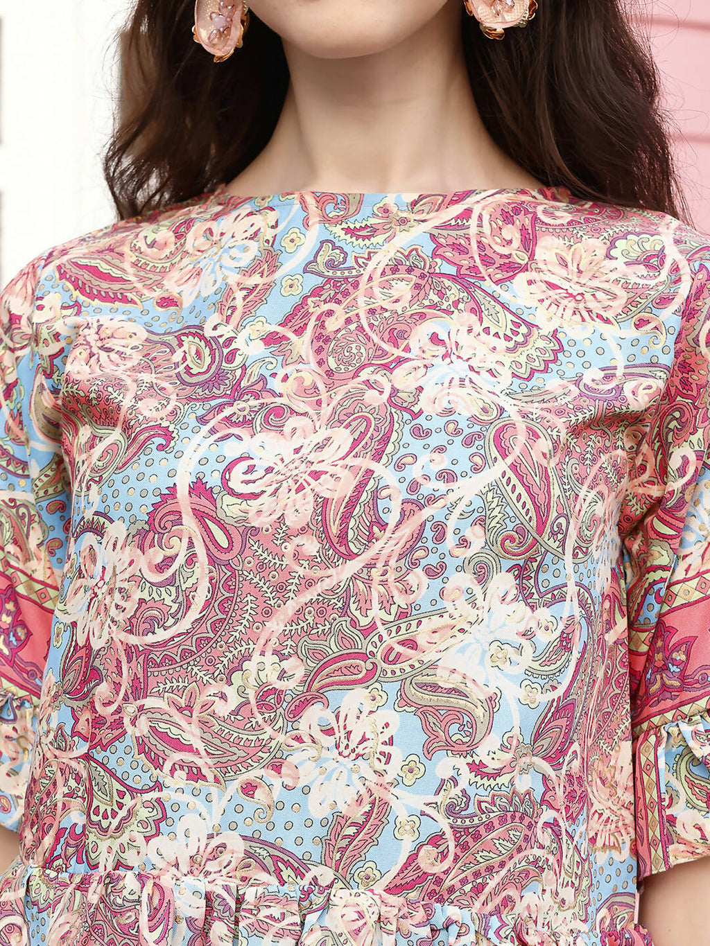 Red Rayon Floral Printed Top with Matching Bottom - Eesha | Grocsy