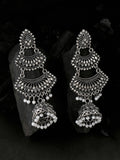 NVR Women Silver Toned Contemporary Jhumka Earrings | Grocsy