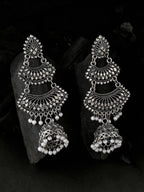NVR Women Silver Toned Contemporary Jhumka Earrings | Grocsy