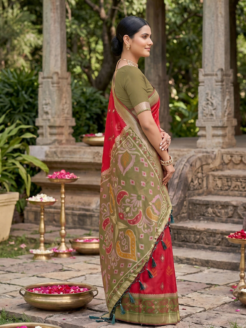 Shree Shyam Fashion Red Soft Silk Saree | Grocsy