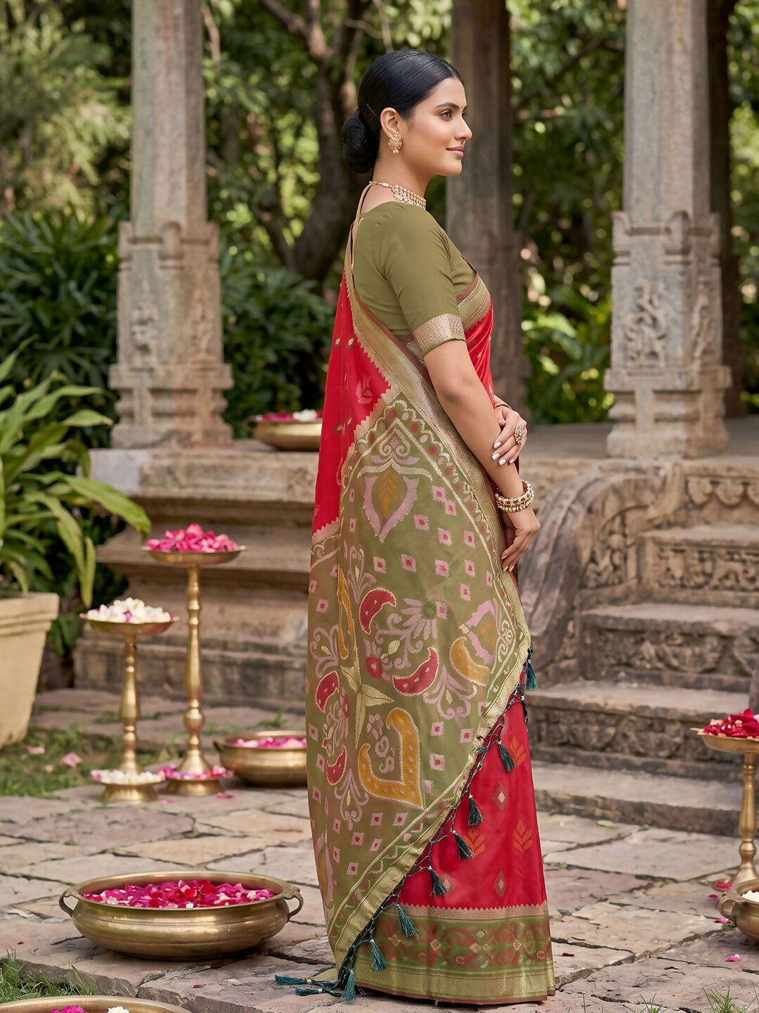 Shree Shyam Fashion Red Soft Silk Saree | Grocsy