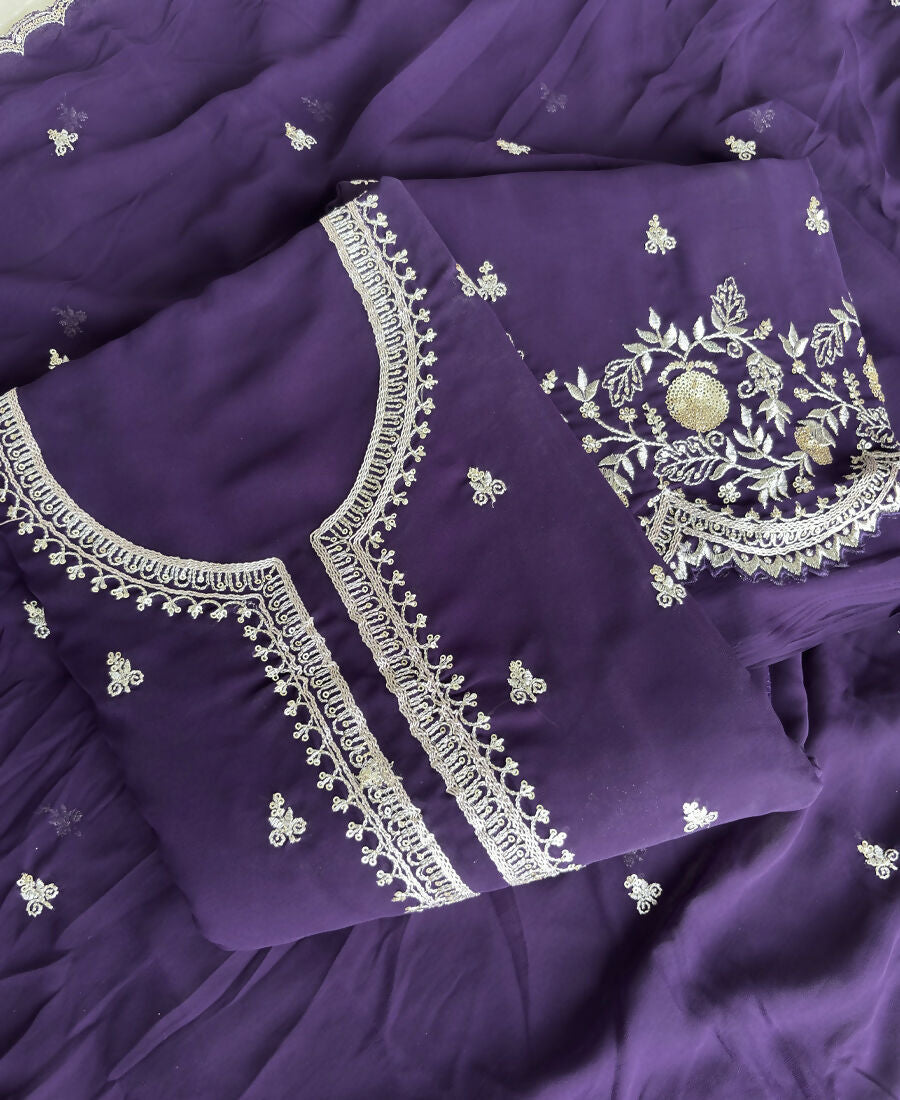 KC Bollywood Style Purple Georgette Suit For Women | Grocsy