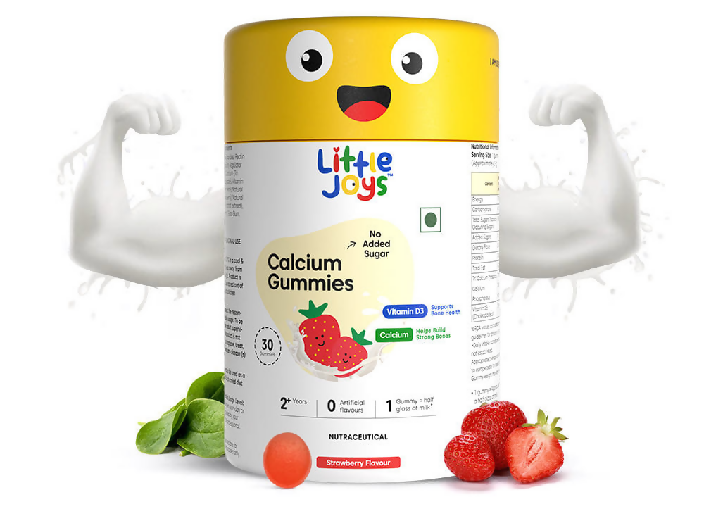Little Joys Calcium & Vitamin D Gummies For Kids (2+ years) With Strawberry Flavour | Grocsy