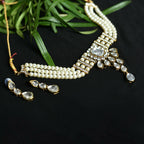 Mominos Fashion Johar Kamal Gold-Polished Brass Finish Kundan/Stone Choker For Women (White) | Grocsy
