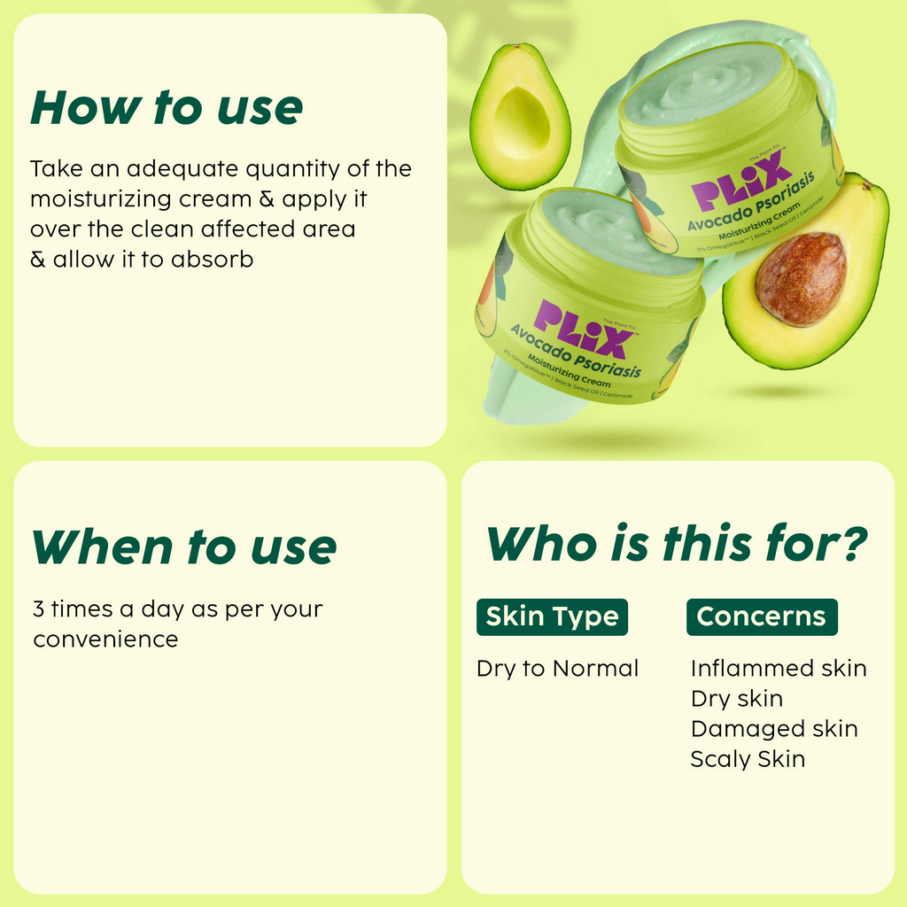 PLIX The Plant Fix Avocado Psoriasis Moisturizing Cream with 2% Omegablue For Dry & Flaky Skin | Grocsy