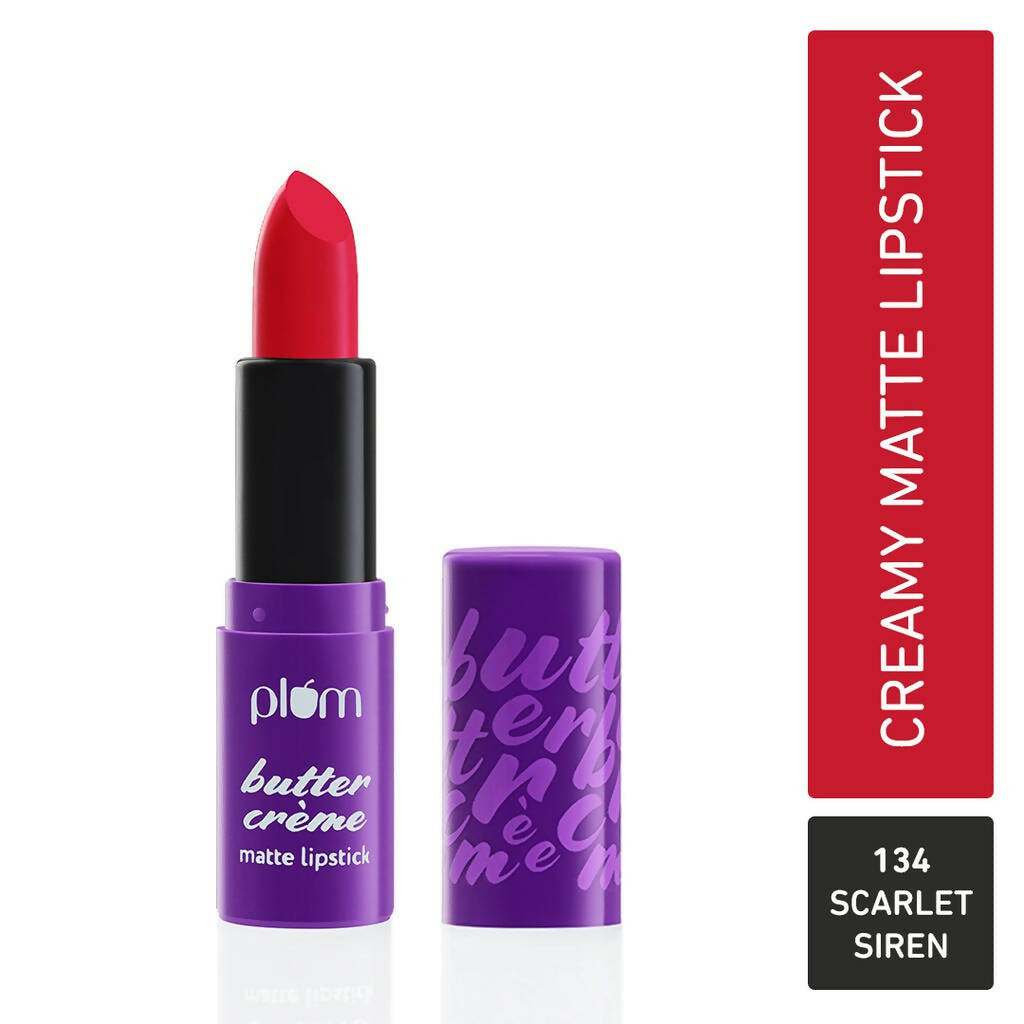 Plum Butter Crème Matte Lipstick Scarlet Siren - 134 (True Red) | Grocsy
