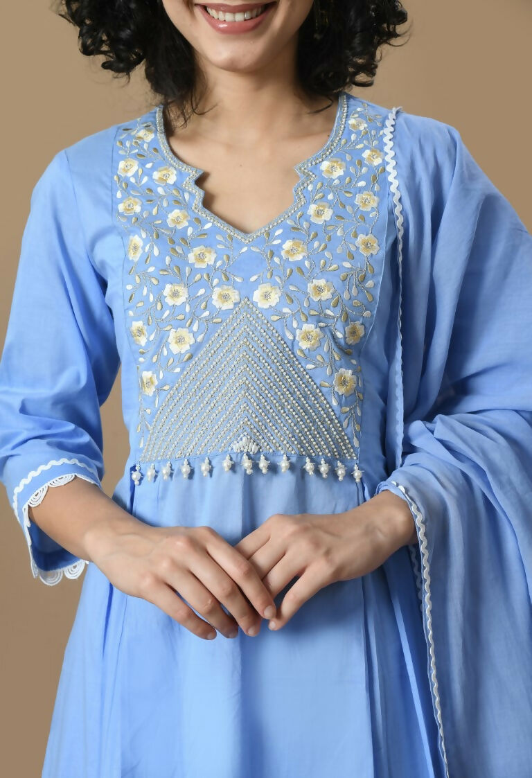 Joban Fashion L.Blue Cotton Kurta Set | Grocsy