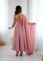 Teeya Creation Baby Pink Color Heavy Crunchy Silk Embroidery Work Gown | Grocsy