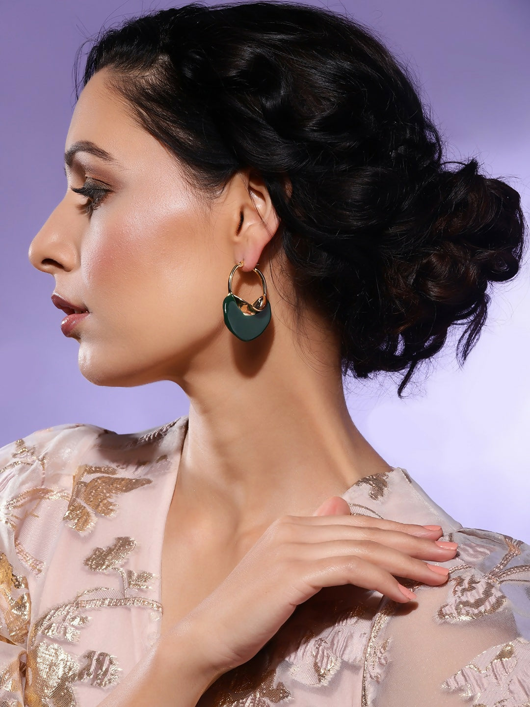 Green Mother of Pearls Stone Earrings- Ruby Raang | Grocsy
