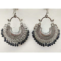 MS Fashion India Half Moon Shape Party Wear Silver Color Black Color Glass Pearls Earrings | Grocsy