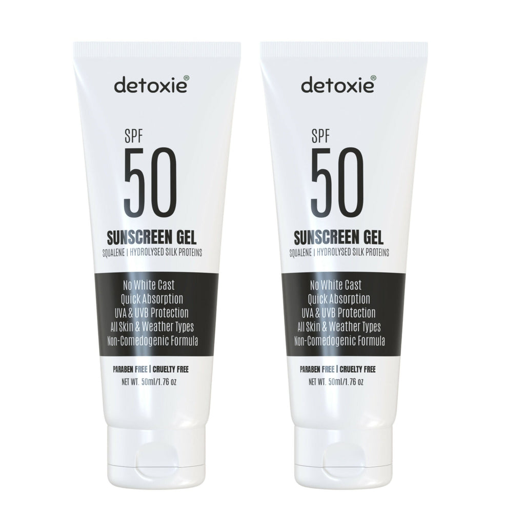 Detoxie Squalene & Silk Protiens SPF50 Sunscreen Gel For All Skin Types | Grocsy