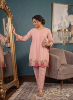 Teeya Creation Women's Lavender Embroidered Kurti Set | Grocsy