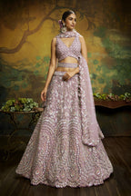 House of Panchhi Mauve Net Multi Sequins with heavy Zarkan embroidery Lehenga choli & Dupatta | Grocsy