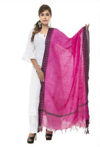 Mominos Fashion Moeza Cotton Black Temple Border Pink Dupatta | Grocsy