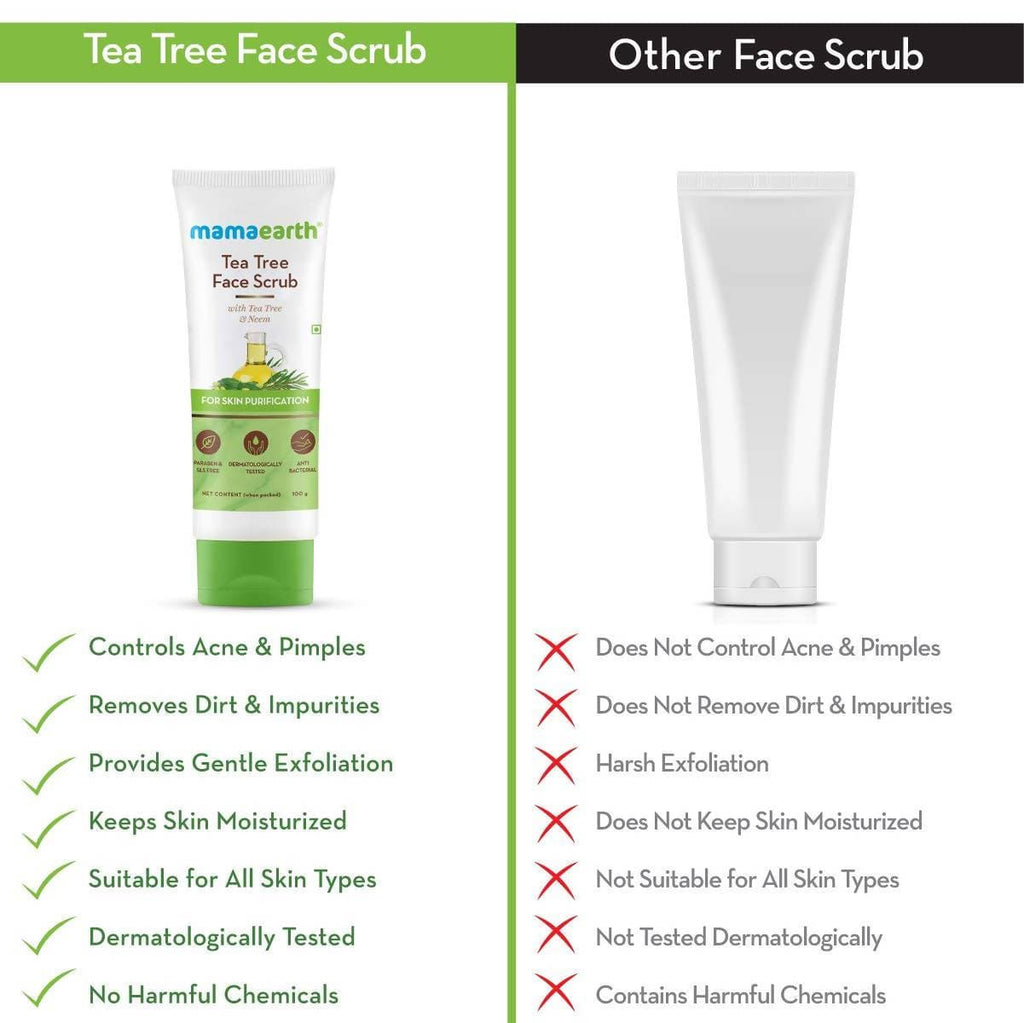 Mamaearth Tea Tree Face Scrub For Skin Purification | Grocsy
