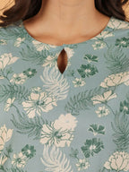 Aramya Straight Soft Cotton Floral Print Women's Kurta - Green | Grocsy