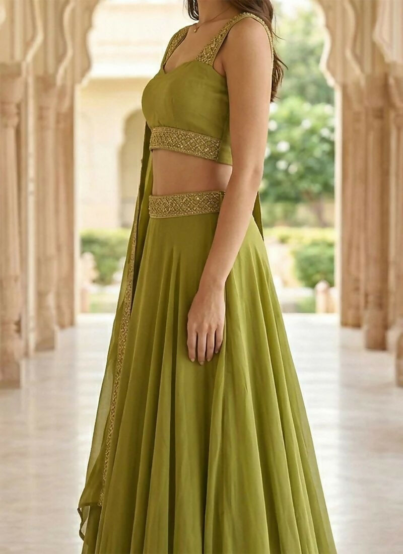 Lehenga Mart Green Faux Georgette Designer Bollywood Style Wedding Wear Lehenga Choli | Grocsy