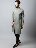 Even Apparels Grey Color Pure Cotton Sherwani Men's Kurta With Asymetrical Cut (SLD1181) | Grocsy